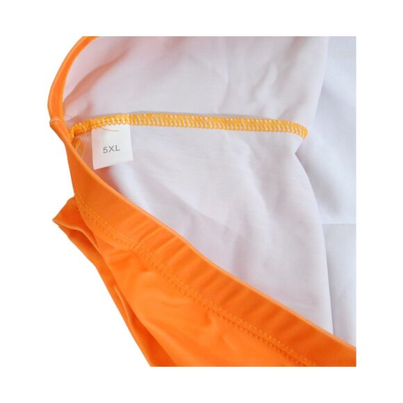 Plus Size 5XL Gradient Orange Yellow Swim dress Shorts Set Ruched Bust Padd - Picture 9 of 12